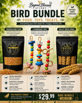 Bird Care Bundle with Food, Treats & Toys for Small Parrots