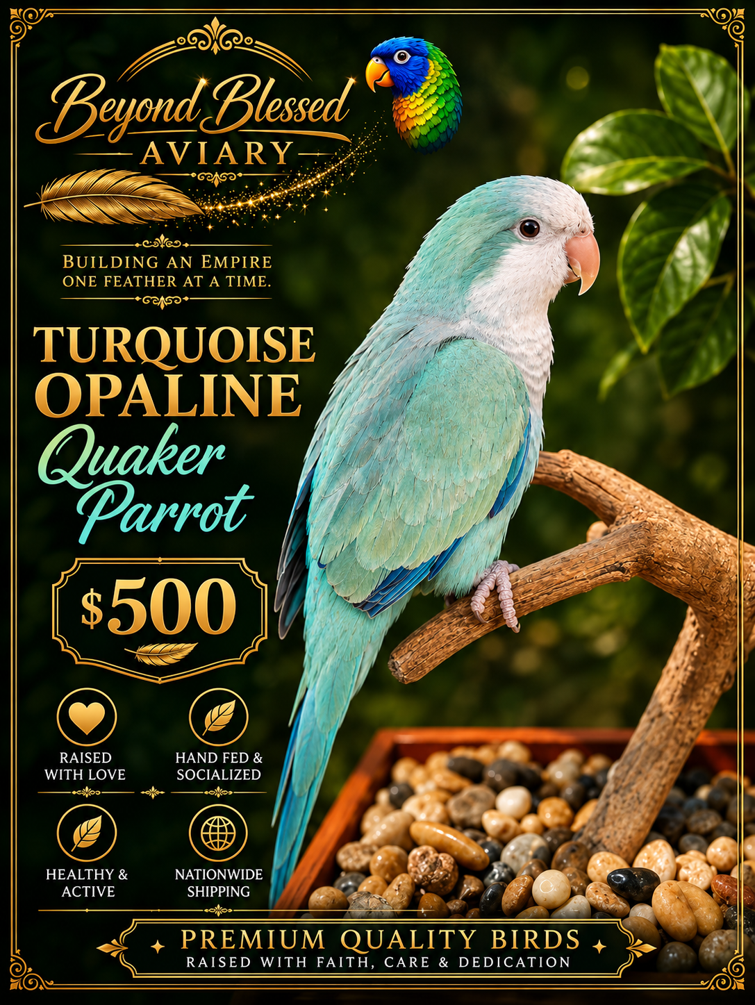 Turquoise Opaline  Quaker